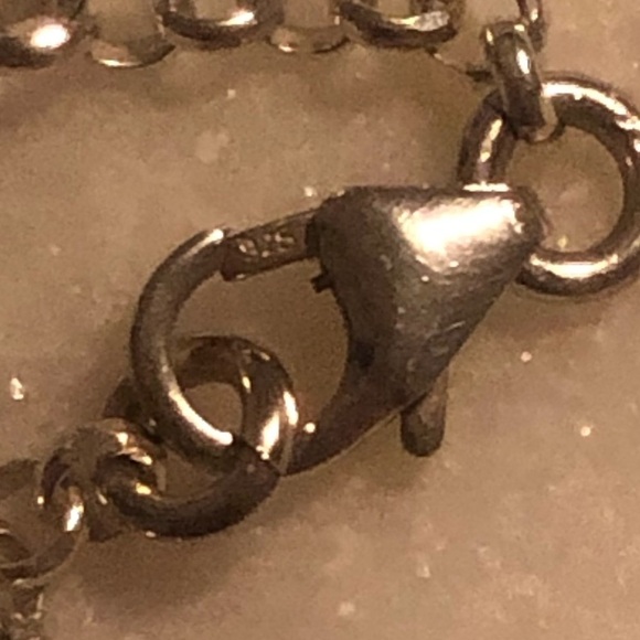 Vtg Sterling Silver Blue Facet Cut Cz Crystal Pendant w 925 Chain 16” & 1.1” - Picture 5 of 9